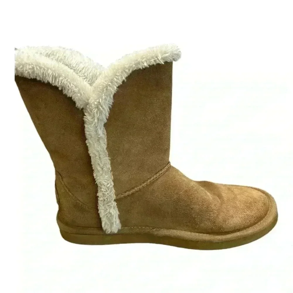 American Eagle Outfitters Tan Suede Faux Fur Lined Boots Women's Size 6 New